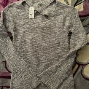 INC Gray Knit Sweater with Cutout Detail